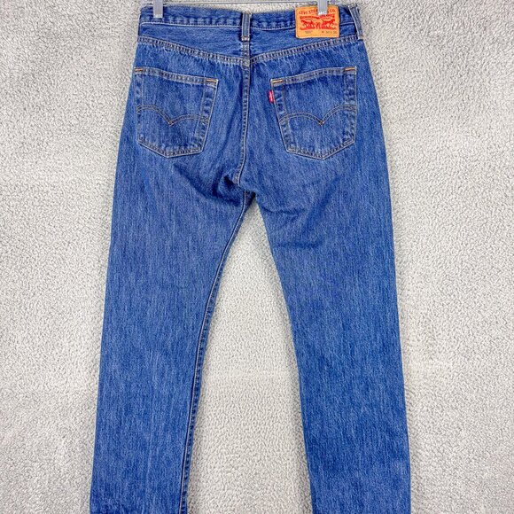 Levis 501 Jeans Mens 30 Blue Button Fly Denim Western Cowboy Outdoor 30x29 - Picture 5 of 15